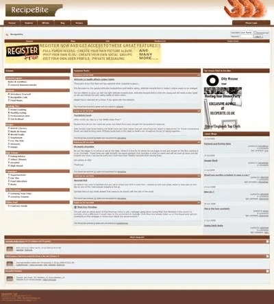 RecipeBite vBulletin forum homepage, October 2009